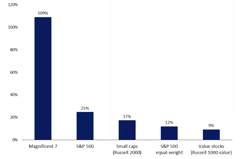 2023 price returns magnificent 7 vs index